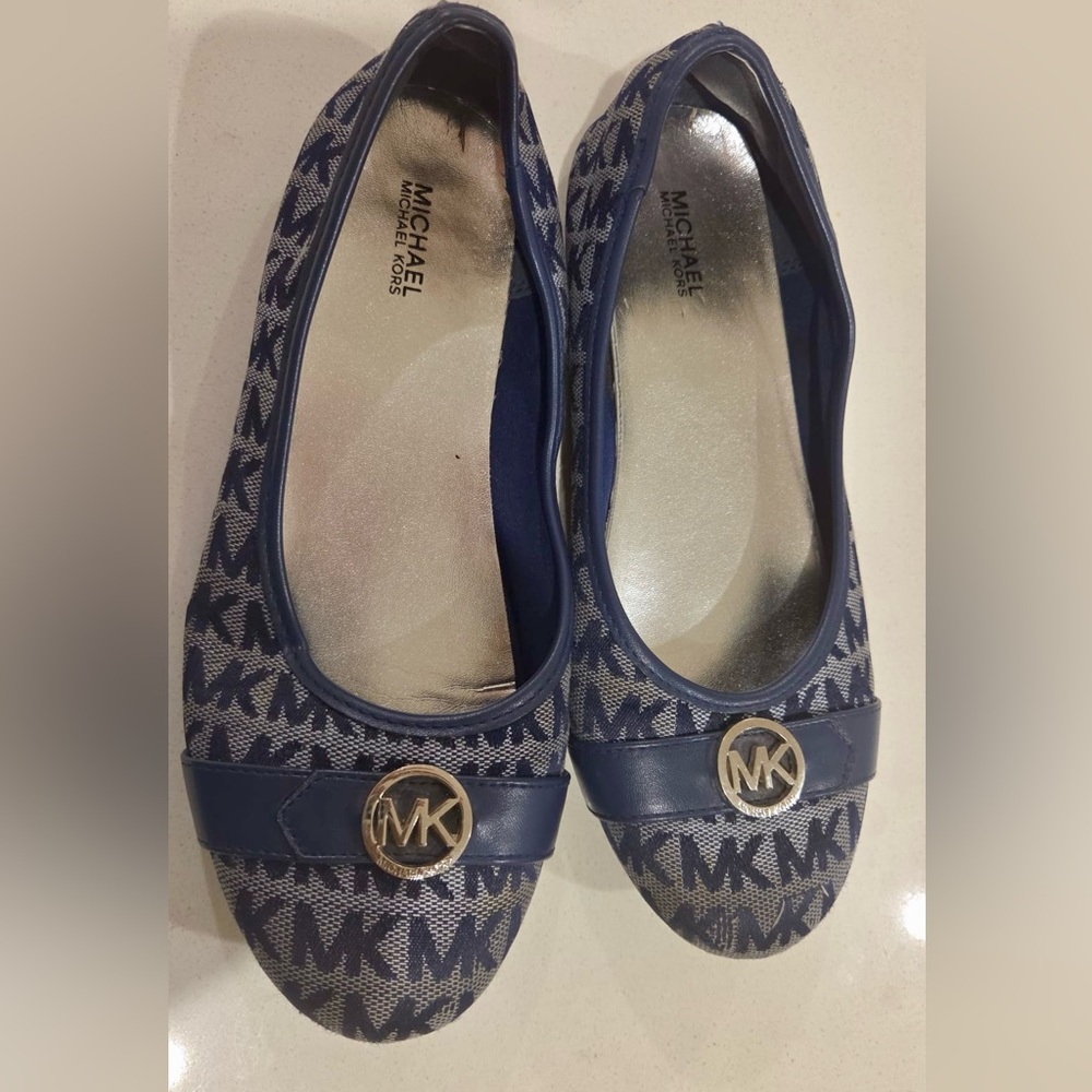 Michael Kors Blue and Gold Patterned Flats - Picture 3 of 5